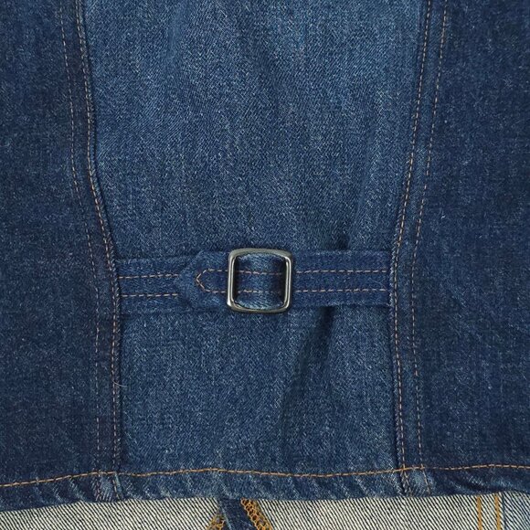 Levis Fresh Produce Patchwork Denim Vest L Buckle Back Vintage 70s Button Front - Picture 7 of 16